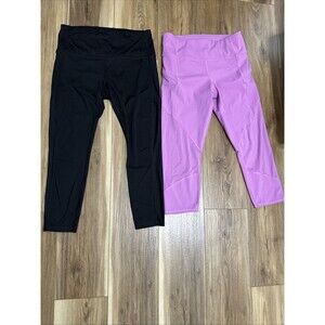 Athleta Ultimate Lacer Cut 7/8 Tigh & Athleta Pink pockets Leggings Bundle Of 2